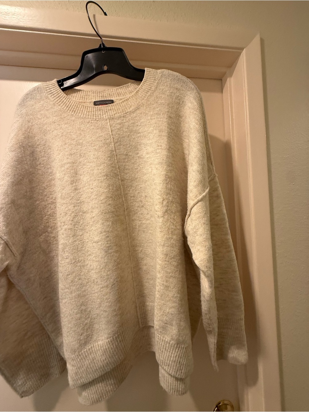 Vince Camuto Cream Crewneck Sweater with Center Seam